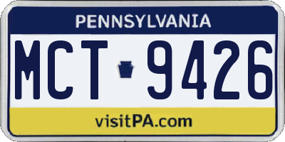 PA license plate MCT9426