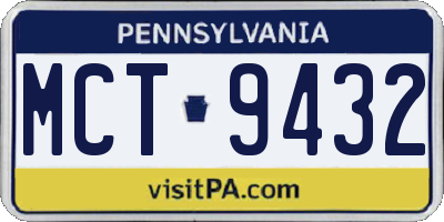 PA license plate MCT9432