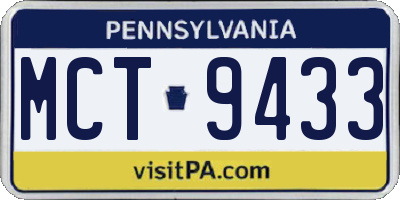 PA license plate MCT9433