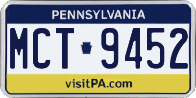 PA license plate MCT9452