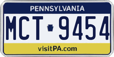 PA license plate MCT9454