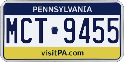 PA license plate MCT9455