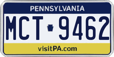 PA license plate MCT9462