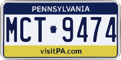 PA license plate MCT9474
