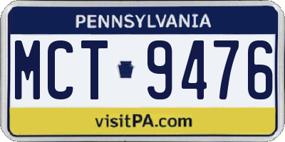 PA license plate MCT9476