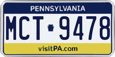 PA license plate MCT9478