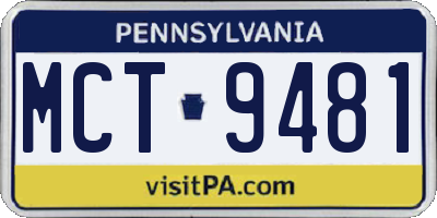 PA license plate MCT9481