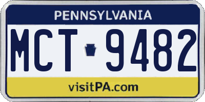 PA license plate MCT9482