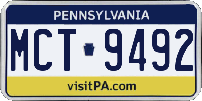 PA license plate MCT9492