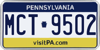 PA license plate MCT9502