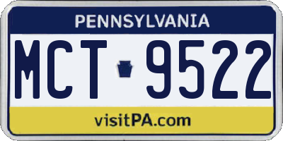 PA license plate MCT9522