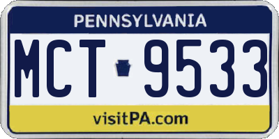 PA license plate MCT9533