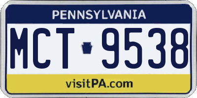PA license plate MCT9538