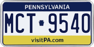 PA license plate MCT9540