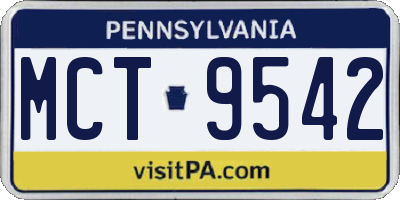 PA license plate MCT9542