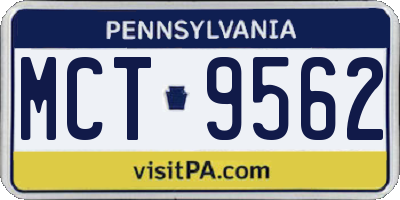 PA license plate MCT9562
