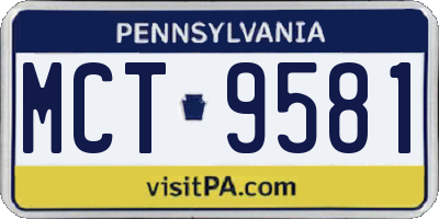 PA license plate MCT9581