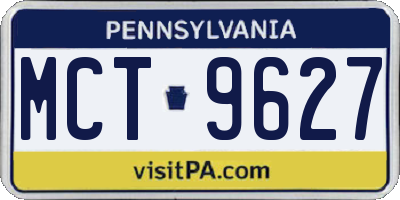 PA license plate MCT9627