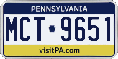 PA license plate MCT9651