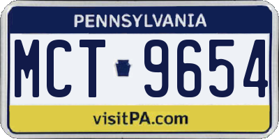 PA license plate MCT9654