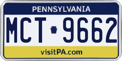 PA license plate MCT9662