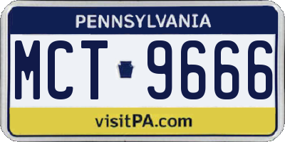 PA license plate MCT9666