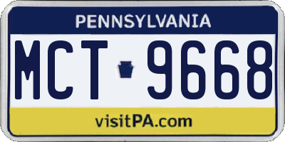 PA license plate MCT9668