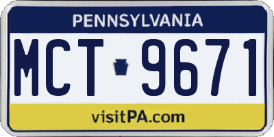 PA license plate MCT9671