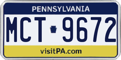 PA license plate MCT9672