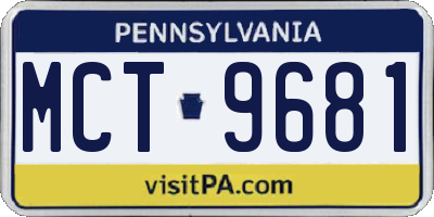 PA license plate MCT9681