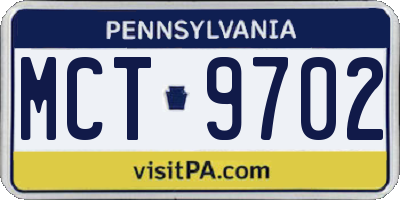 PA license plate MCT9702