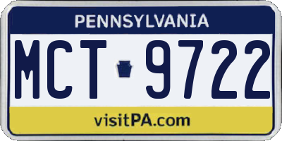 PA license plate MCT9722