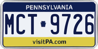 PA license plate MCT9726