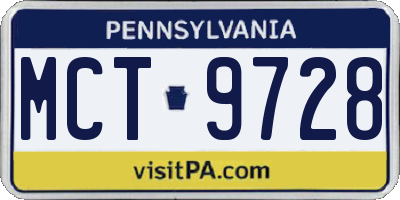 PA license plate MCT9728