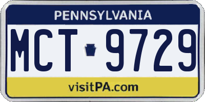 PA license plate MCT9729
