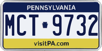 PA license plate MCT9732