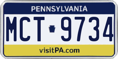 PA license plate MCT9734