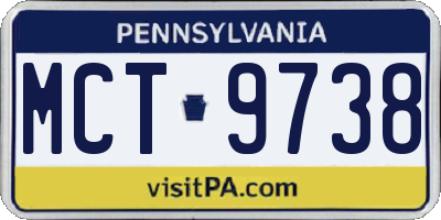 PA license plate MCT9738