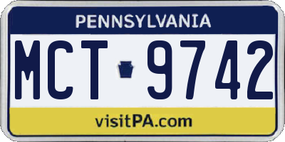 PA license plate MCT9742