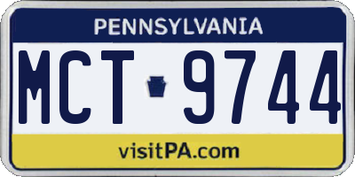 PA license plate MCT9744