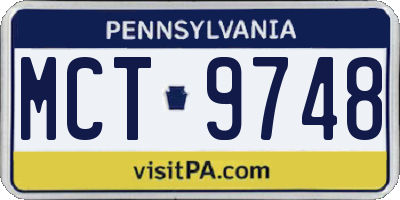 PA license plate MCT9748