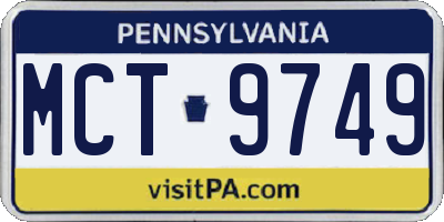 PA license plate MCT9749