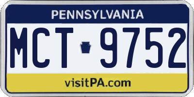 PA license plate MCT9752