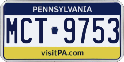 PA license plate MCT9753
