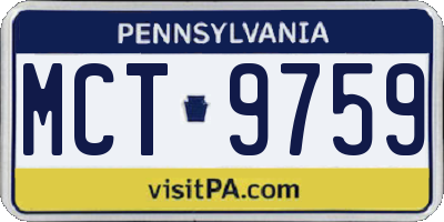 PA license plate MCT9759