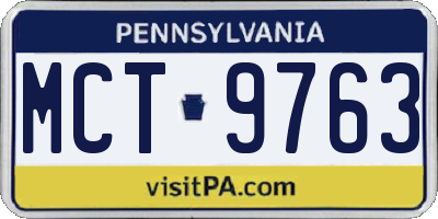 PA license plate MCT9763
