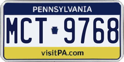PA license plate MCT9768