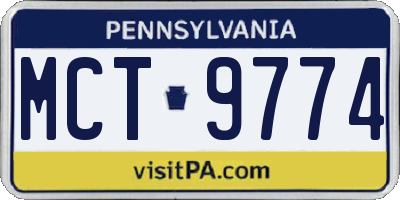 PA license plate MCT9774
