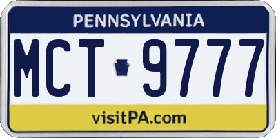 PA license plate MCT9777