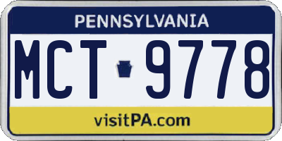 PA license plate MCT9778